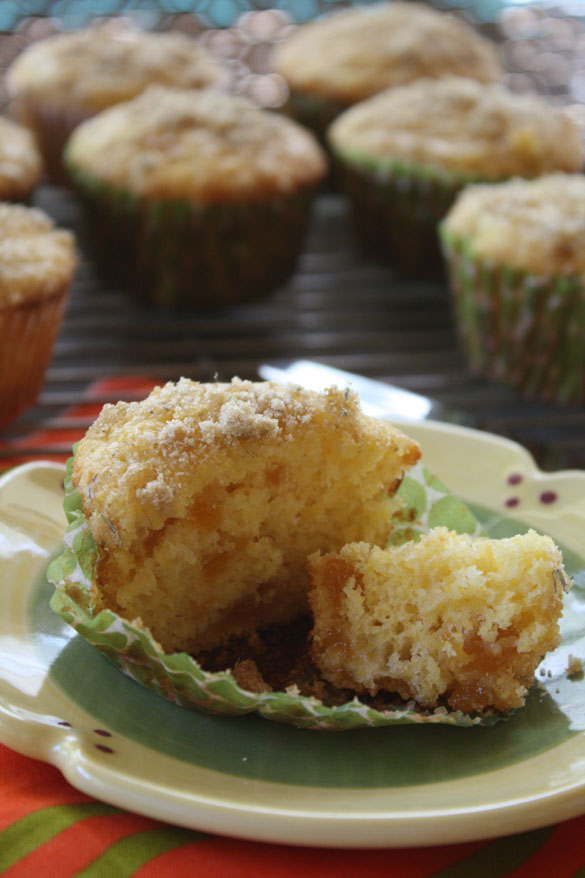 Post image for Peach Lavender Cornmeal Buttermilk Muffins #Baketogether